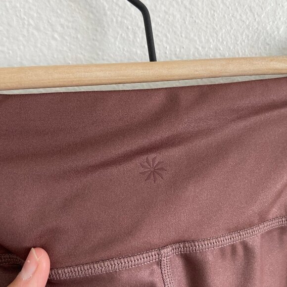 Athleta Elation Shimmer Tight Cinnamon Brown Pull On High Waist Leggings Small - Picture 6 of 9